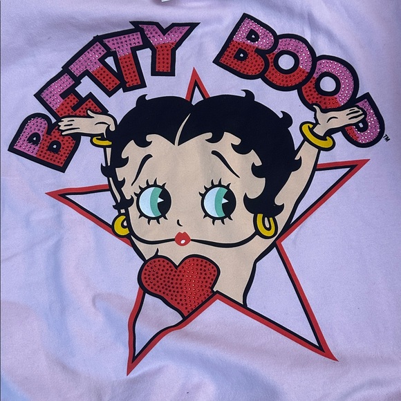 NWT Betty Boop Pink Rhinestone Sweatshirt Size M - Picture 2 of 5